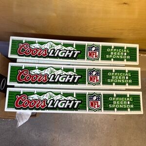 Coors Light Beer Bar Rail Rubber Spill Mat SET OF 3 Barware Breweriana NFL
